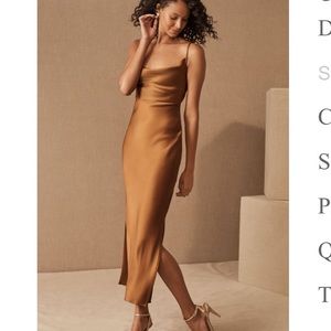 BHLDN - Cali Satin Charmeuse Midi Dress in Rust - Size 2